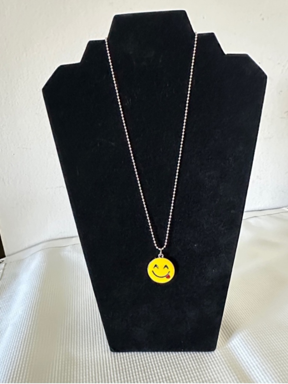 Smile Face Yellow Enamel Pendant Necklace